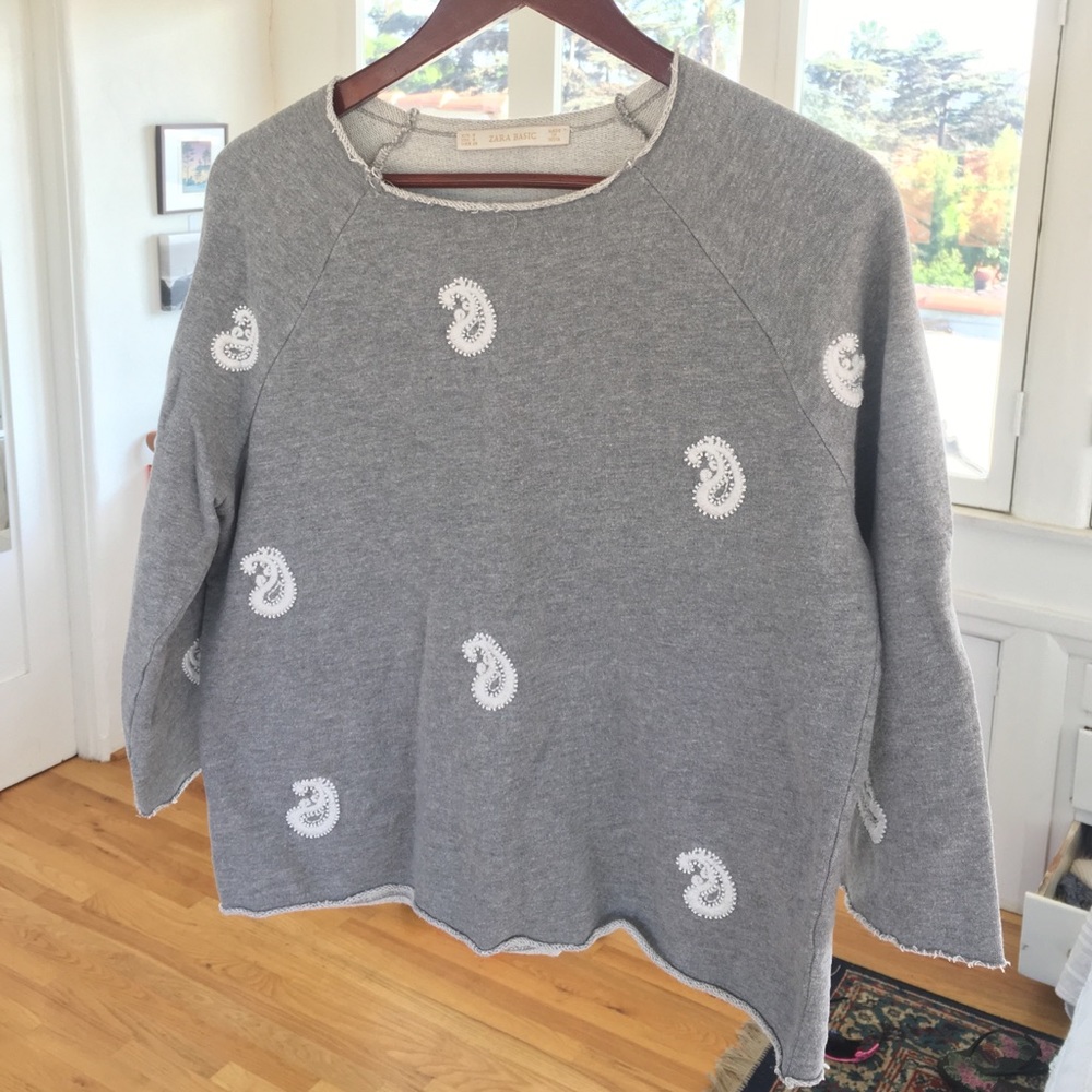 Zara distressed pullover with embroidered detail